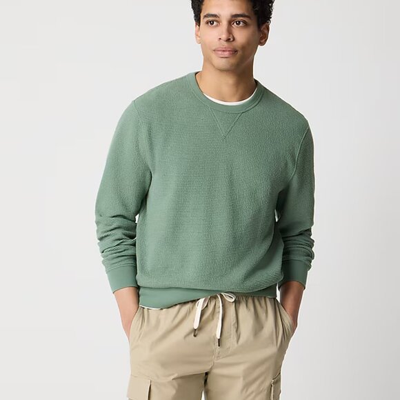 J. Crew Cashmere Men's Waffle beach sweatshirt Medium Vintage Laurel - Picture 1 of 6